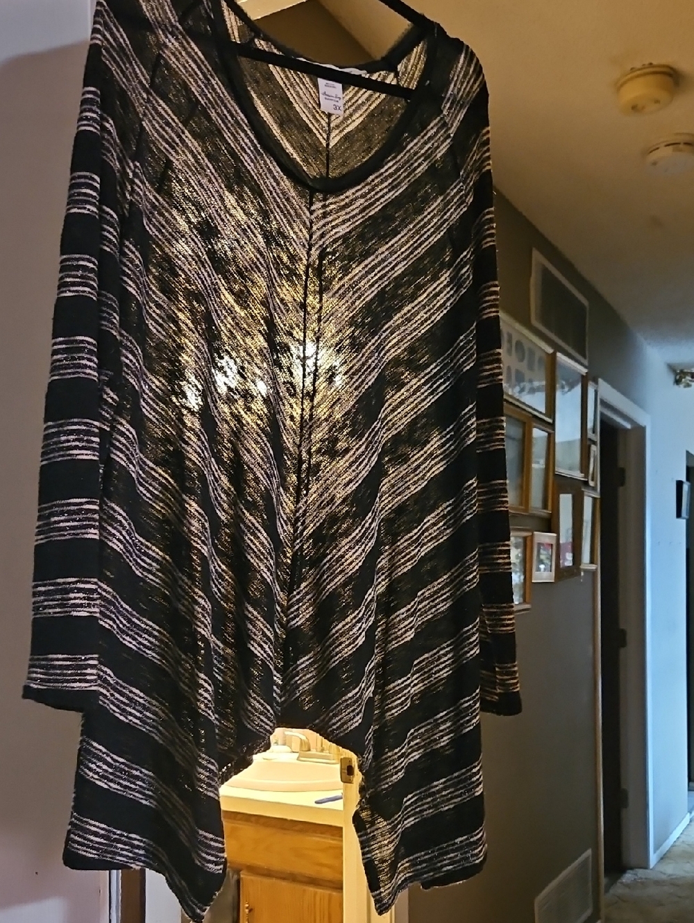 American Rag Black and Metallic Silver Striped Tunic